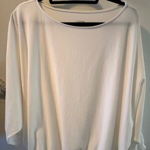 Lands' End White 3/4 Sleeve Boxy cotton top with elastic bottom